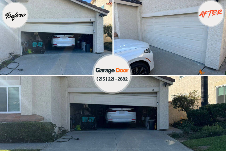 Before and after: garage door repair Claremont, NC